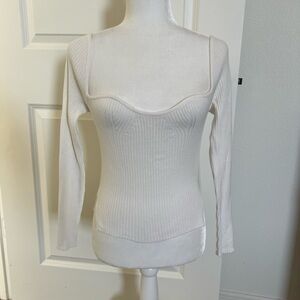 NWOT SHEIN White Knit Low Cut Top Medium
